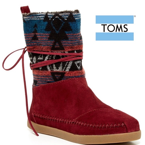 Toms Shoes - TOMS Burgundy NEPAL Suede and Textile Leather Boot
